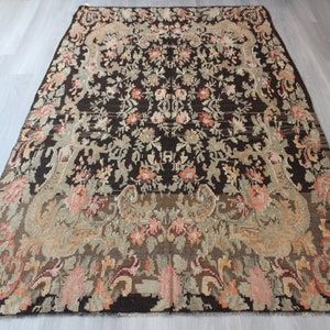 Floral Kilim, Vintage Area Kilim, Rose Design Kilim Rug, Vintage  Floral Kilim /  5&#39;7&quot;X8&#39;7&quot; / N-672
