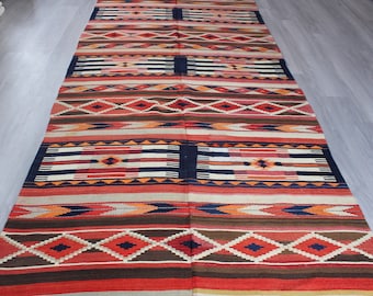 5'x11' Kilim Rug, Ethnic Striped Kilim Rug, Bohemian Kilim Rug, ADIYAMAN Kilim, Vintage Anatolian Kilim Rug , Aztec Kilim Rug / N-1296