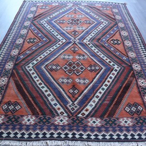Vintage Anatolian Kilim , Large Ethnic Kilim , Handwoven Wool Kilim Rug , Bohemian Kilim Rug / N-1220 / 5'6"x8'4"