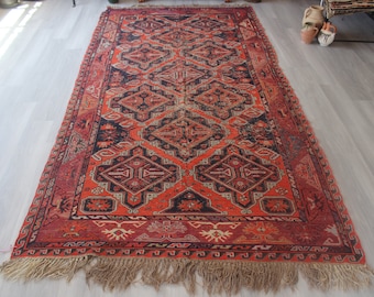 Vintage Soumak Kelim, Ethnischer Großer Kelim, Großer Kelim, Vintage Kelim Teppich / N-646 / 6&#39;X11&#39;7&quot; Füße