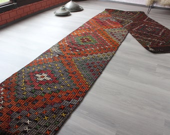 2'6 "x17'8" Vintage Kelim Runner, Etnische Kilim Runner, JIJIM Kilim Runner, Boho Kilim Runner / N-995
