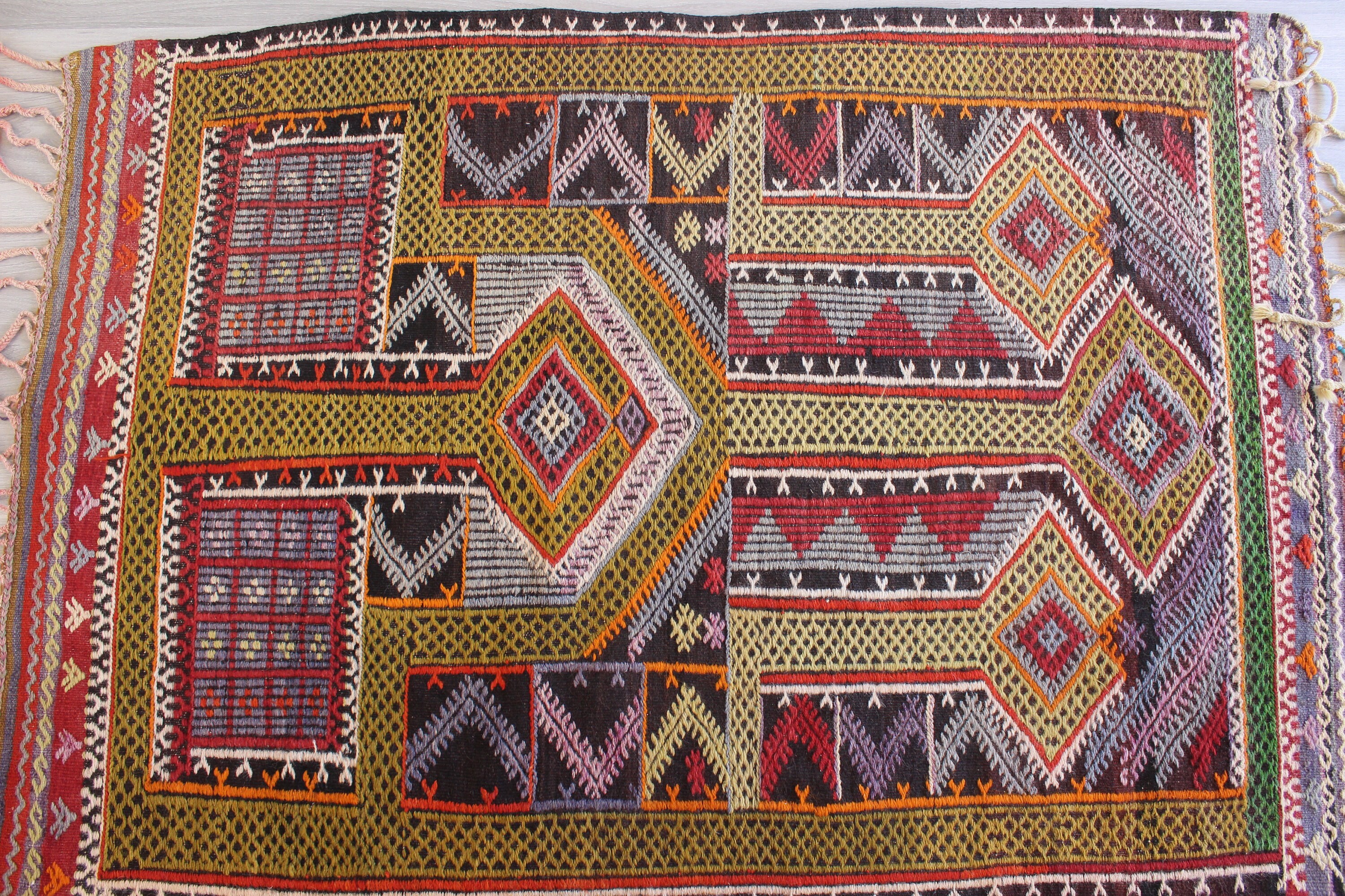 Vintage Jijim Kilim From 1950s , Ethnic Embroidered Kilim