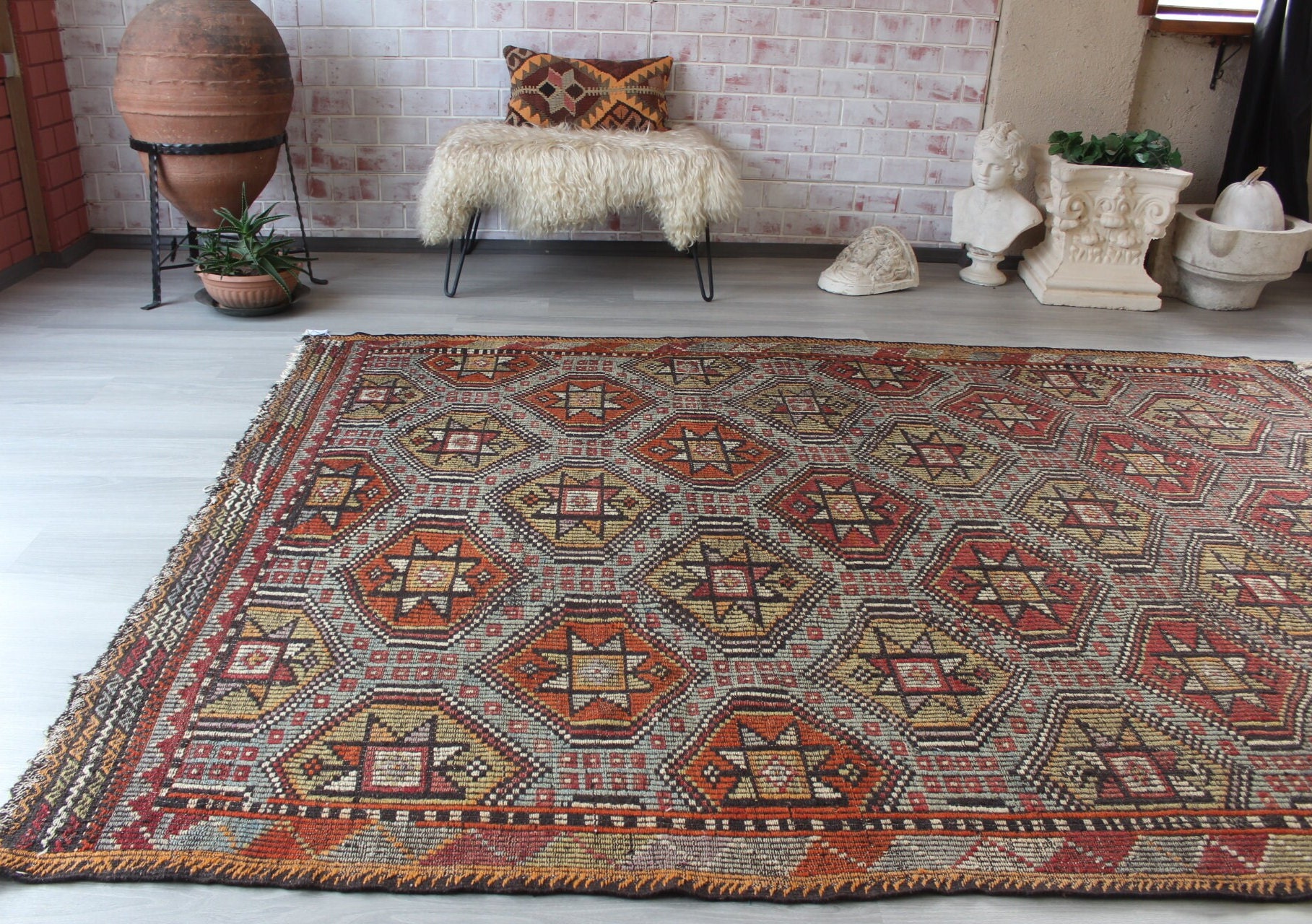 キリム　ラグ　star design キリム ラグ star design