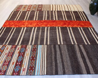 Designer Kilim Rug, Vintage Kilim Rug , One of A Kind Kilim Rug, Anatolian Kilim Rug, Ethnic Kilim Rug / 8'3"x10'2" feet / N-737