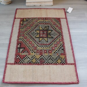 2&#39;3&quot;x3&#39;6&quot; ft Vintage Kilim PATCHWORK, Vintage Anatolian Patchwork Rug, Ethnic Patchwork Rug, Handwoven Wool Rug Patchwork