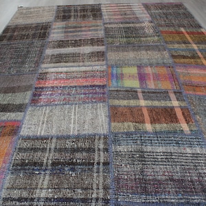 Patchwork Kilim , Patchwork Rag Rug , Alfombra de trapo étnico, Kilim de patchwork grande, alfombra de trapo turco, alfombra de trapo grande / N-115 / 6'3"x9' ft imagen 5