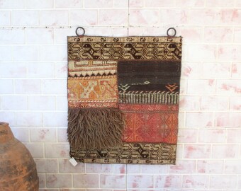 Etnisk väggmatta, lapptäcke, bohemisk väggaccessoar / WH-232 / 26x30