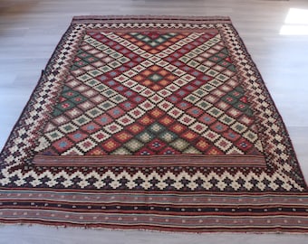 Anatolian Kilim Rug, Ethnic Handwoven Rug, Bohemian Kilim Rug / N-1227 / 5'2"x7'6"