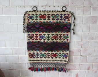 Vintage Wall Rug , Ethnic Wall Hanging, Kilim Tapestry / WH235 / 20X30 inches / 50x75 cm