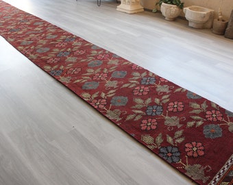 2'7"x20'5" RUNNER, Vintage Kilim Runner, Ethnic Kilim Runner, Kilim Rug Runner, Boho Runner, Floral Kilim Runner / N-927