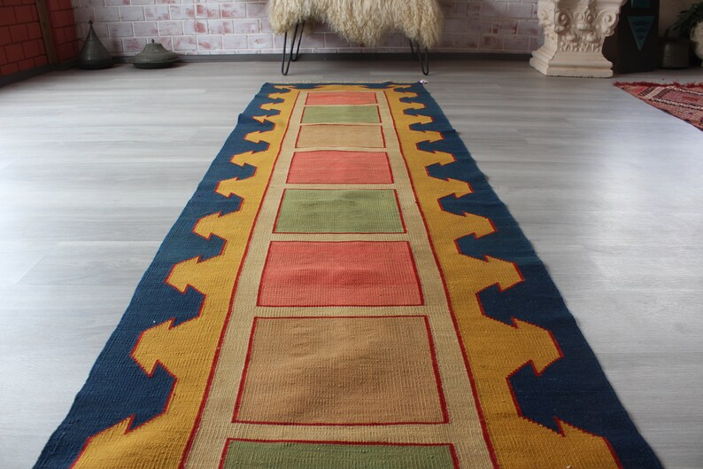 Vintage Kilim Runner, Ethnic Kilim Runner, Bohemian Kilim Runner, Anatolian Kilim Runner, Handwoven Runner / N-1026 / 2'7" x 10'8" image 8