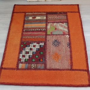 2&#39;3&quot;X3&#39;1&quot; ft Vintage Kilim PATCHWORK, Vintage Anatolian Patchwork Rug, Ethnic Patchwork Rug, Handwoven Wool Rug Patchwork