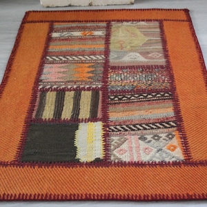 2&#39;2&quot;x3&#39;4&quot; ft Vintage Kilim PATCHWORK, Vintage Anatolian Patchwork Rug, Ethnic Patchwork Rug, Handwoven Wool Rug Patchwork