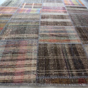 Patchwork Kilim , Patchwork Rag Rug , Alfombra de trapo étnico, Kilim de patchwork grande, alfombra de trapo turco, alfombra de trapo grande / N-115 / 6'3"x9' ft imagen 9