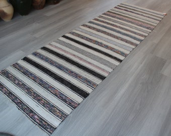 2'6"x8'5" ft  Rag rug Runner,ethnic  rag rug runner, bohemian runner, anatolian runner, vintage rag rug runner / N- 305