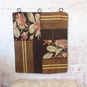 Karabagh Kilim Wandbehang, Patchwork Wandbehang, Kilim Wandbehang / WH-173 / 30x34