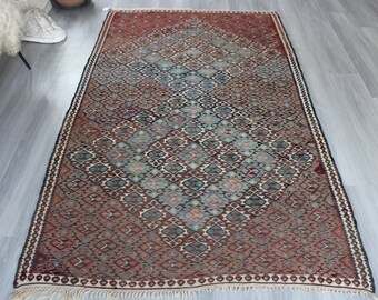 Kilim antique, tapis Van Nomad Kilim, tapis plat ethnique, tapis Kilim vintage / N-1425 / 4'6"x7'9 »