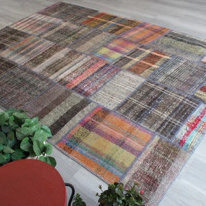 Patchwork Kilim , Patchwork Rag Rug , Alfombra de trapo étnico, Kilim de patchwork grande, alfombra de trapo turco, alfombra de trapo grande / N-115 / 6'3"x9' ft imagen 4