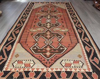 DRAGON armenio Kilim Runner Rug, étnico Kilim Runner, Boho Kilim Runner / N-1268 / 5'6"x11'5"
