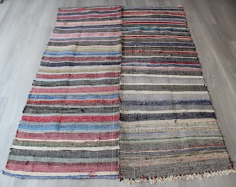 Vintage Rag Rug, Ethnic Rag Rug, Bohemian Rag Rug /  4'6"x6'5"