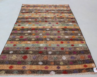 4'3"x7' Ft Vintage Kilim Rug, Ethnic Kilim Rug, Bohemian Kilim Rug, Bohemian Kilim Rug / N-387