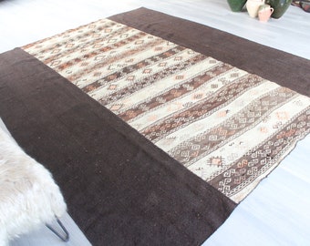 8'5"x10' ft, Vintage Brown Beige Kilim, Large Turkish Kilim Rug,  Vintage  Ethnic Kilim Rug, Vintage Kilim Rug , Natural Kilim / N-759