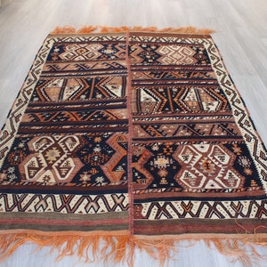 4'8"X6'9" , Antique Kilim  Rug , Antique VAN Kilim, Ethnic Anatolian Kilim, Vintage Turkish Kilim Rug, Special  Kilim Rug / N-820 /