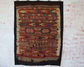 Antique Tapestry, Antique Caucasian Chuval,  Bohemian Wall Hanging / WH-943 / 46X61 inches