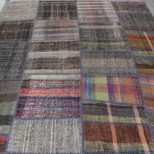 Patchwork Kilim , Patchwork Rag Rug , Alfombra de trapo étnico, Kilim de patchwork grande, alfombra de trapo turco, alfombra de trapo grande / N-115 / 6'3"x9' ft imagen 6