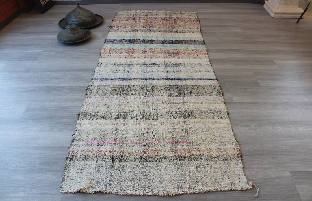3'x8' Rag Rug Runner, Vintage Rag Rug Runner, Ethnic Rag Rug Runner ...
