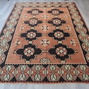 Large Turkish Kilim, Vintage Anatolian Kilim Rug , Tribal  Kilim, Ethnic Kilim Rug, Boho Decoration / N-501 /