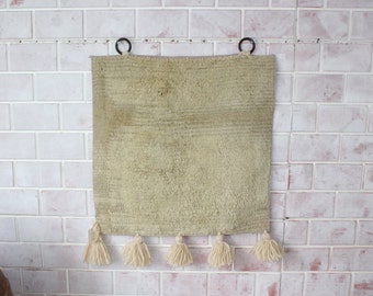 24x28 Natural Wool Wall Hanging, Ethnic Wool Tapestry, Bohemian Natural Wool Wall Rug  / WH-237 / 60x70 cm