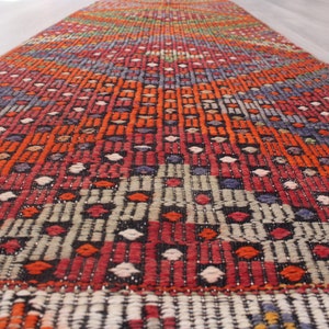 RUNNER, Vintage Kilim Runner, Ethnic Kilim Runner, Bohemian Kilim Runner, Coloured Runner, Boho Style Runner / 2&#39;8&quot;x10&#39;4&quot; feet / N-749