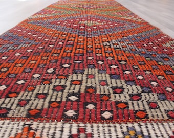 RUNNER, Vintage Kilim Runner, Ethnic Kilim Runner, Bohemian Kilim Runner, Coloured Runner, Boho Style Runner / 2'8"x10'4" feet / N-749