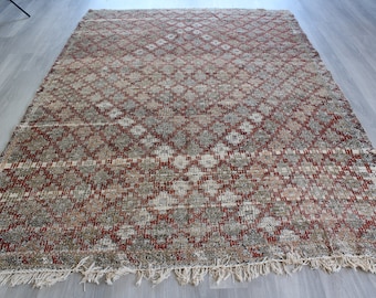 9x15 テラコッタ ヴィンテージ アフガン キリム ラグ、1940年代