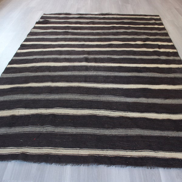 Black and White Kilim Rug Etsy