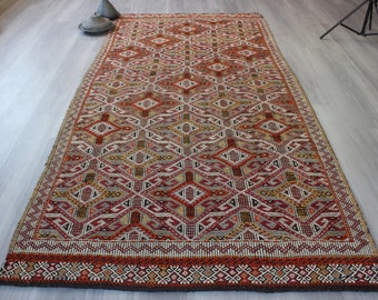 ヴィンテージ シバス キリム、5x10 ラージ キリム、60 年前のキリム