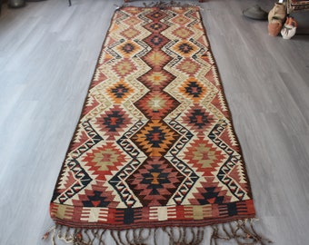 3'9"x11'2" ft Vintage Kilim Runner, Etnische Kilim Runner, Anatolische Kilim Runner, Kilim Rug Runner / N-515