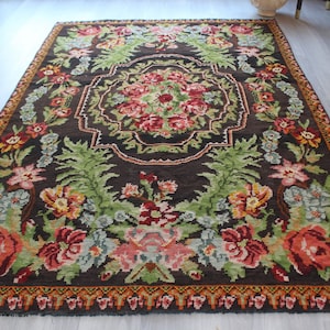 6&#39;x8&#39;9&quot;ft  KARABAGH KILIM, Vintage Floral Kilim Rug, Ethnic Floral Kilim, Vintage Floral Kilim Rug, Decorative Kilim Rug / N-624