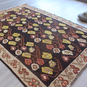 5&#39;x7&#39; Vintage Kilim Rug, Karabagh Kilim Rug, Ethnic Floral Kilim, Vintage Karabakh Kilim , Handwoven Kilim Rug / N-954 / 4&#39;8&quot;X7&#39;