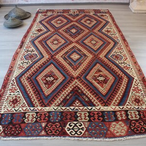 Vintage Kilim Rug, Ethnic Kilim Rug, Bohemian Kilim Rug, Anatolian Kilim, Antique KARS Kilim Rug, Bohemaian Kilim / N-979 / 4'9"x9'8" feet