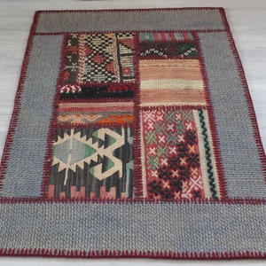 2&#39;2&quot;x3&#39;4&quot; ft Vintage Kilim PATCHWORK, Vintage Anatolian Patchwork Rug, Ethnic Patchwork Rug, Handwoven Wool Rug Patchwork