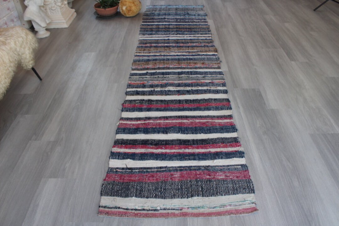 Vintage Rag Rug Runner , Handmade Cotton Rug Runner , Ethnic Runner ...