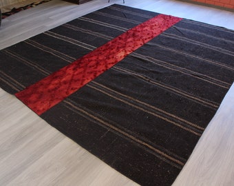 Designer Kilim Rug, Black Kilim Rug, Vintage Black  Kilim, Ethnic Kilim , Special Wool Kilim , Decorative Kilim /  8'2"X8'9" feet /746