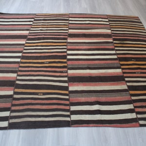8&#39;6&quot;x9&#39;8&quot; ft , Striped Kilim Rug, Over size Striped Rug, Ethnic Anatolian kilim rug, boho style decoration, bohemian kilim rug / N-865