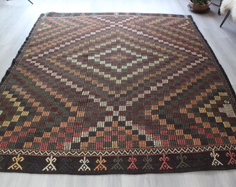 6'x8' Rugs , Ethnic Kilim Rug, Colored Rug , Bohemian Style Kilim Rug / N-1376 / 6'X8'3"