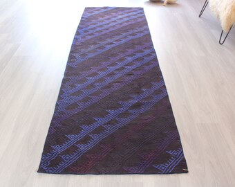 Blue Kilim Runner, Ethnic Blue Runner, Handwoven Kilim Runner , Bohemian Blue Runner / N-1261 / 2'8"x8'7"