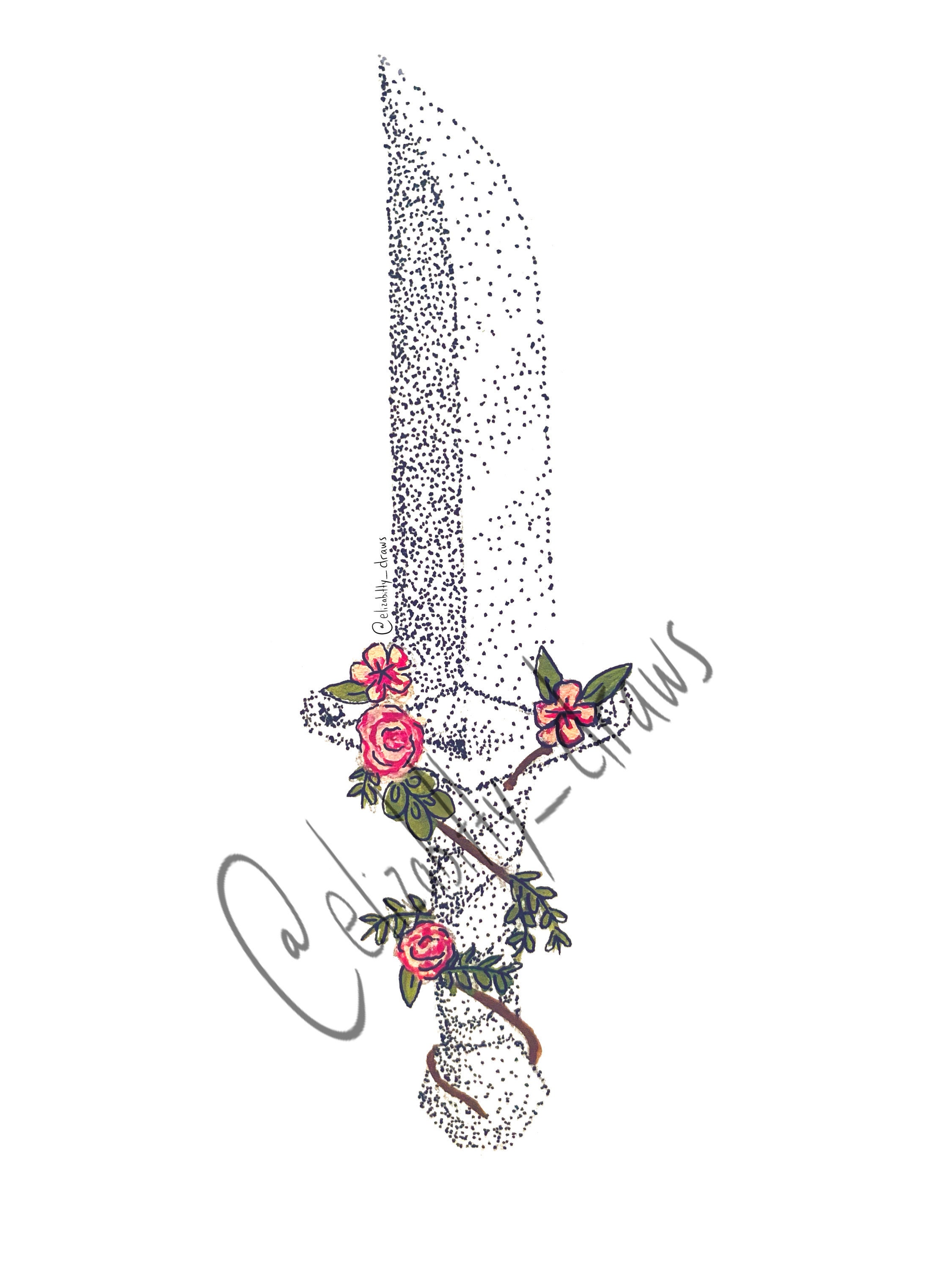 Knife and Roses Digital Print - Etsy