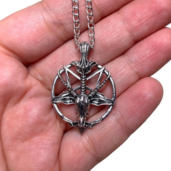 Baphomet Inverted Pentagram Necklace • Satanic Pentagram Jewelry • Pagan Necklace • Pentagram Jewelry • Occult Accessory