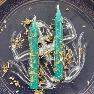 Hand-dressed Wealth and Abundance Spell Candle - Spell Chime Candle - Money Magick Candle - Money Spell Candle - Money Magick